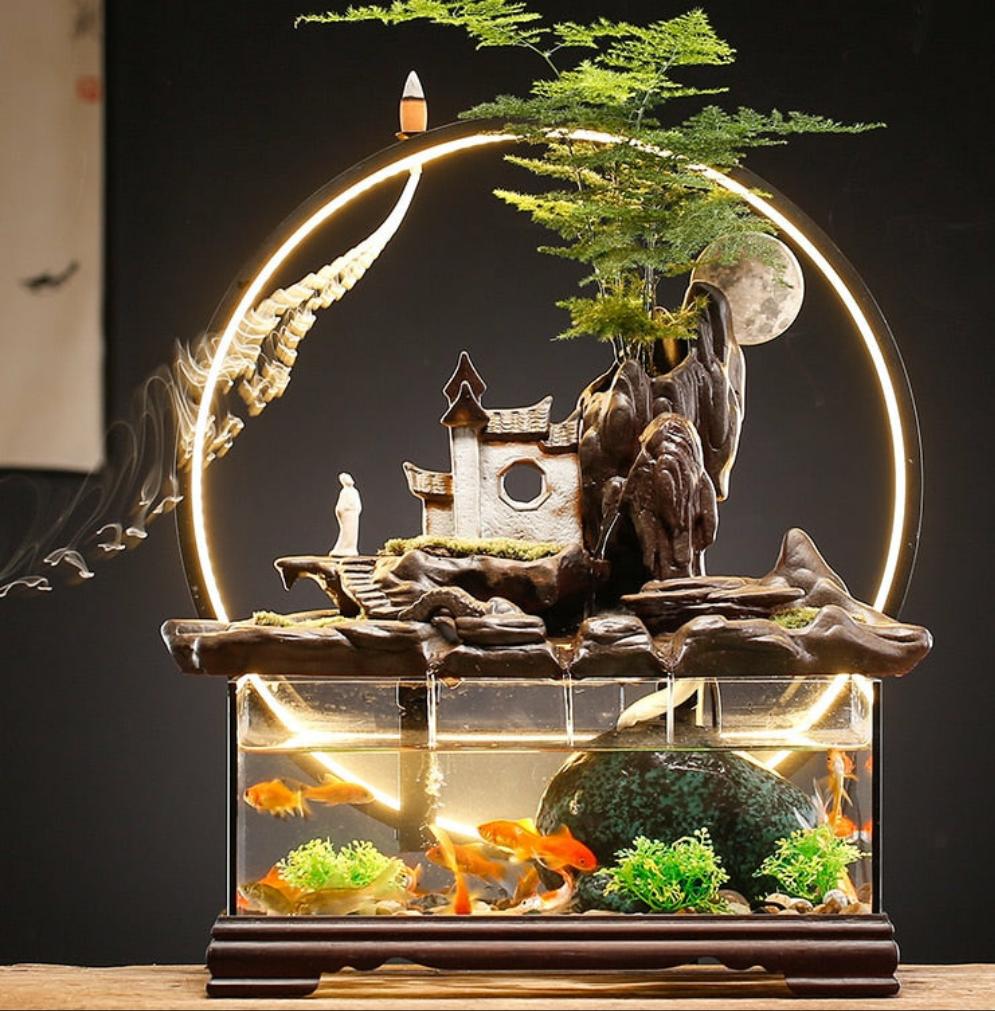 Zen Water Fountain Fishtank With LED Lamp & Backflow Incense Burner (m –  Only Liberation