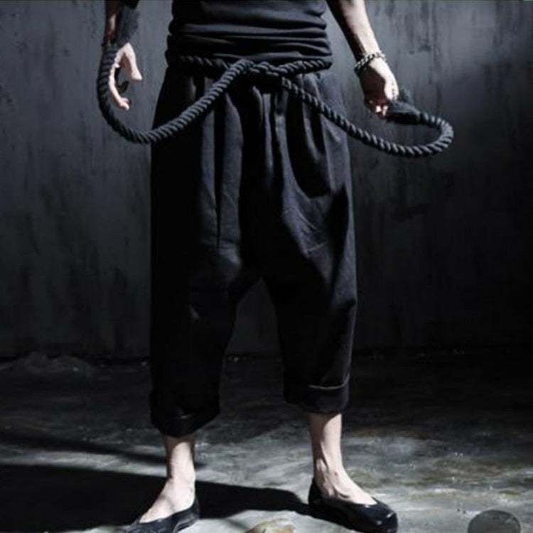 Black Rope Belt Harem Pants