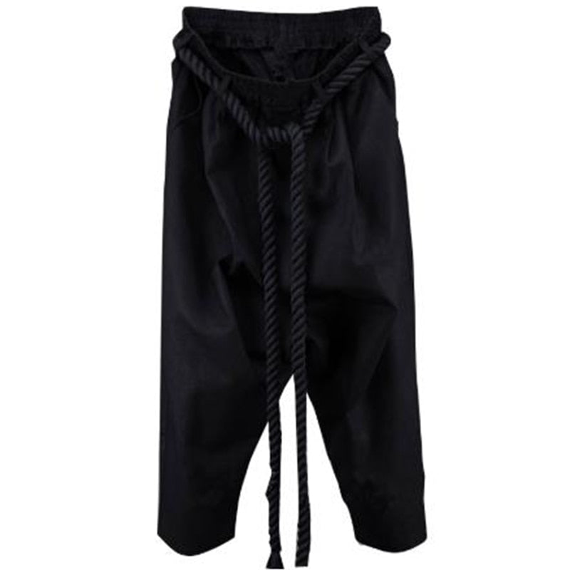 Black Rope Belt Harem Pants