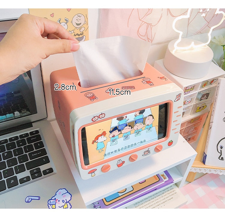 Multi-functional Kawaii Desktop TV Tissue Box (multiple options available)