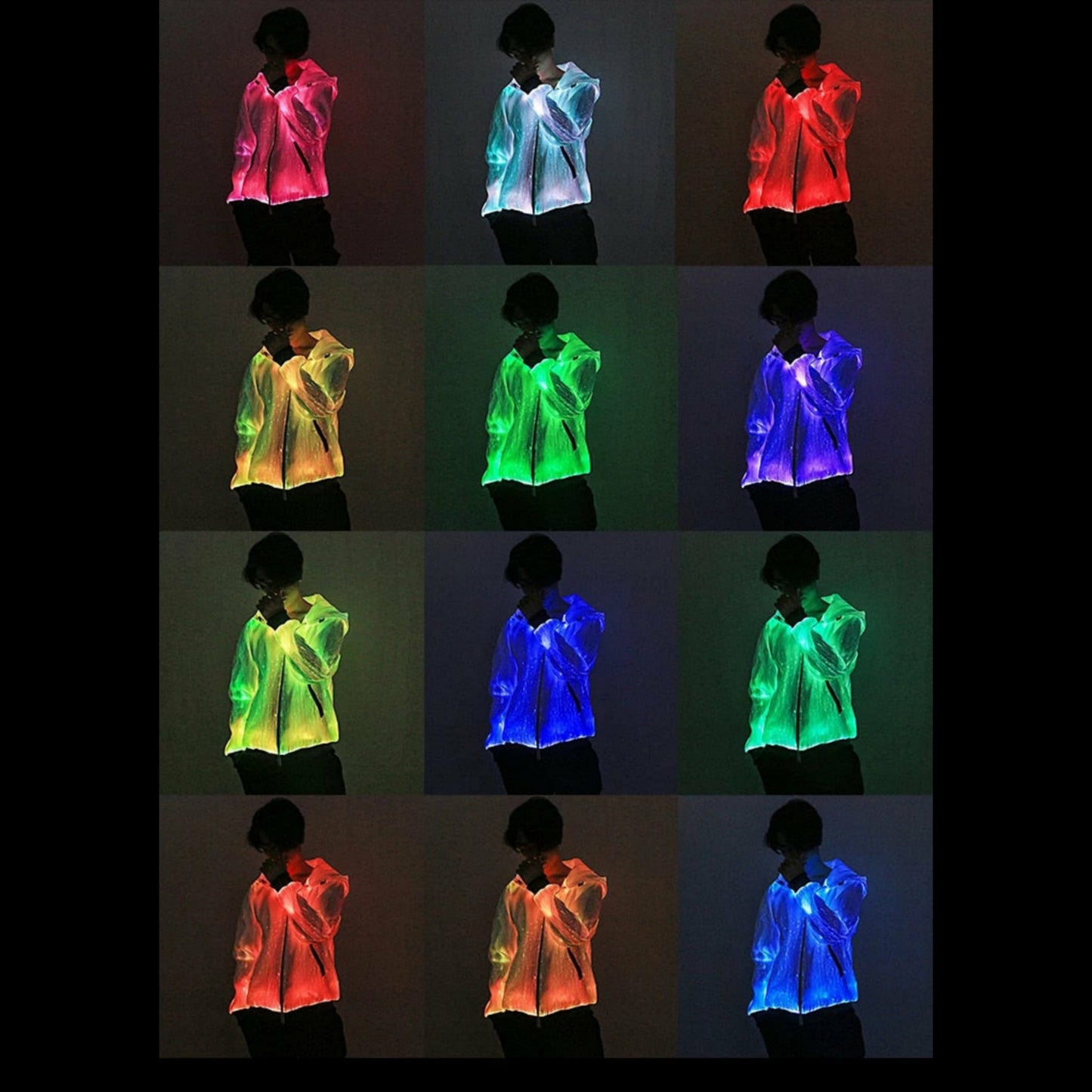 Color Changing Fiber Optic LED Hoodie |Music Festival, Rave, Concert, Streetwear|