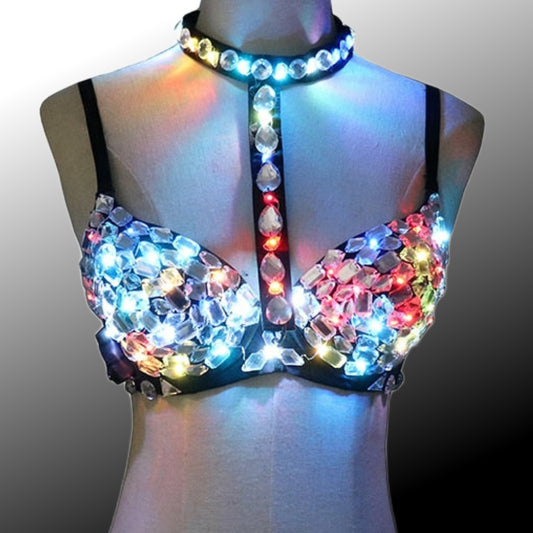 Color Changing LED Diamond Bra |Music Festival, Rave, Concert, Photo Shoot|