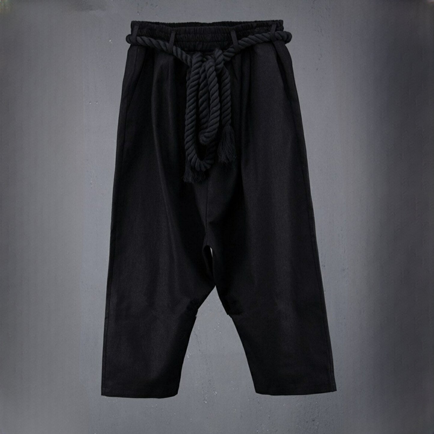 Black Rope Belt Harem Pants