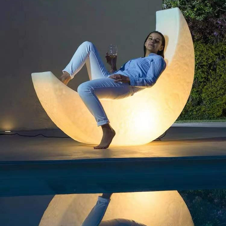 Crescent Moon LED Floor Lamp Chair