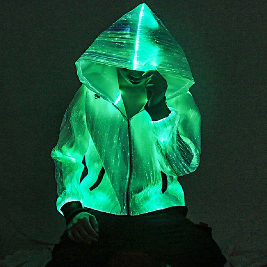 Color Changing Fiber Optic LED Hoodie |Music Festival, Rave, Concert, Streetwear|