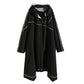 Long Black Tactical Hooded Trench Coat
