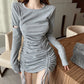 Ruched Long Sleeve Dress (multiple options available)
