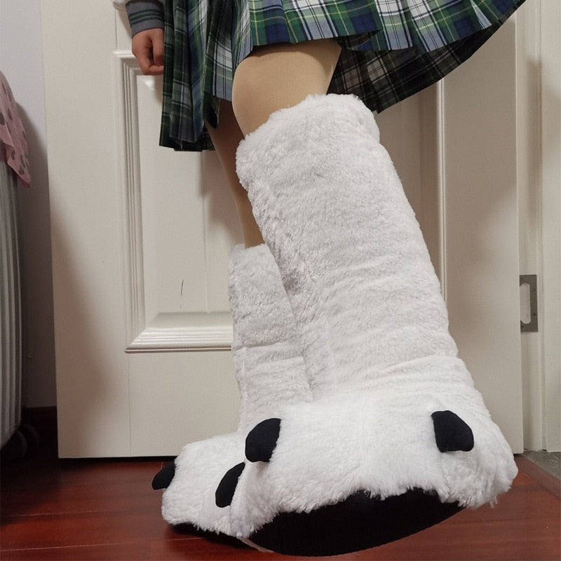 Animal Paw Plush Slippers  (multiple options available)