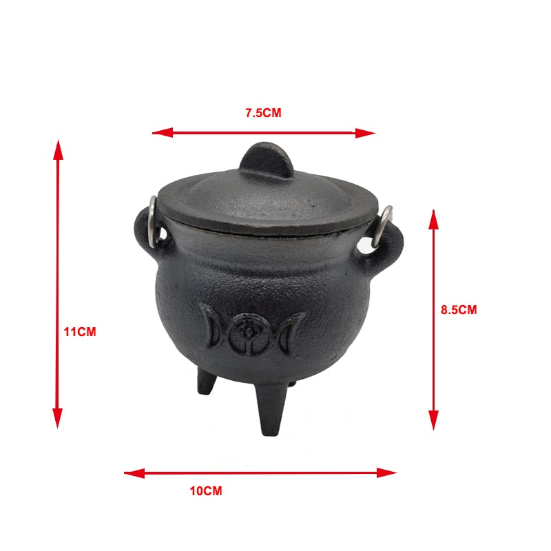 Cast Iron Altar Cauldron for Spellwork with Tripple Goddess Symbol (Wicca, Witchcraft) - Only Liberation