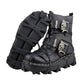 Mens Genuine Cowhide Leather Moto Boots with Skull Buckles (multiple options available) - Only Liberation