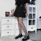 Black High Waisted A-Line Mini Skirt