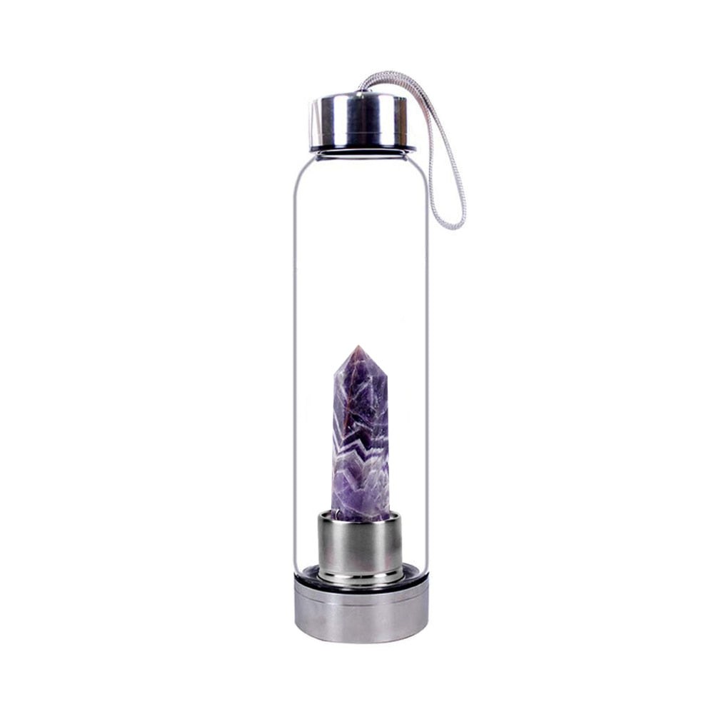 Healing Crystal Infused Glass Water Bottle (Multiple Options Available) - Only Liberation