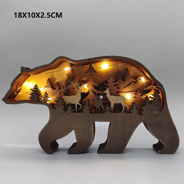 Wooden Hollowed Out Light Up Woodland Forest & Mountain Animal Figurines Home Decor (multiple options available) - Only Liberation