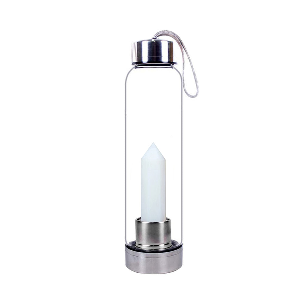 Healing Crystal Infused Glass Water Bottle (Multiple Options Available) - Only Liberation