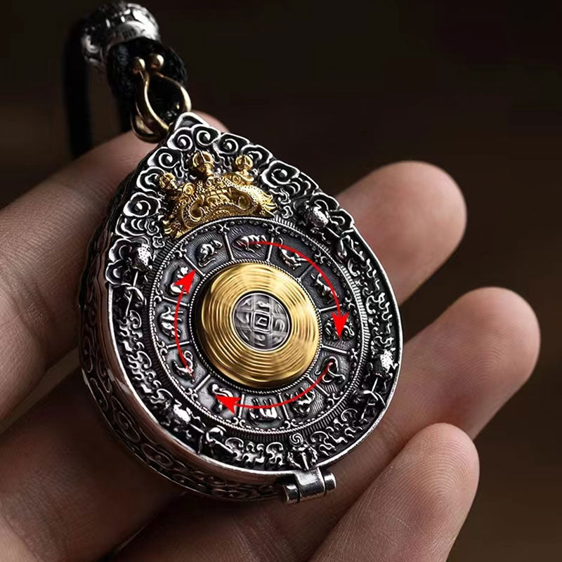 Chinse Zodiac & Eight Treasures of Buddhism Locket |Pendant| With Rotatable Spinner