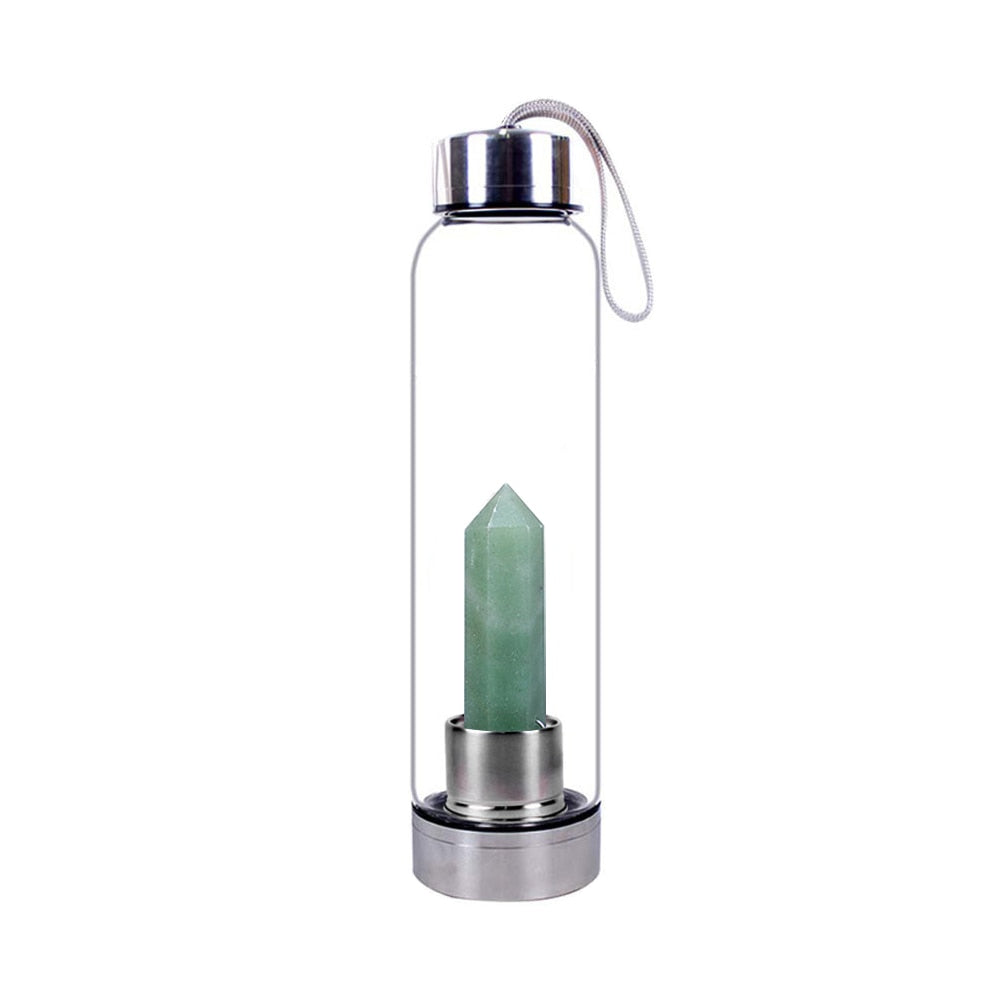 Healing Crystal Infused Glass Water Bottle (Multiple Options Available) - Only Liberation