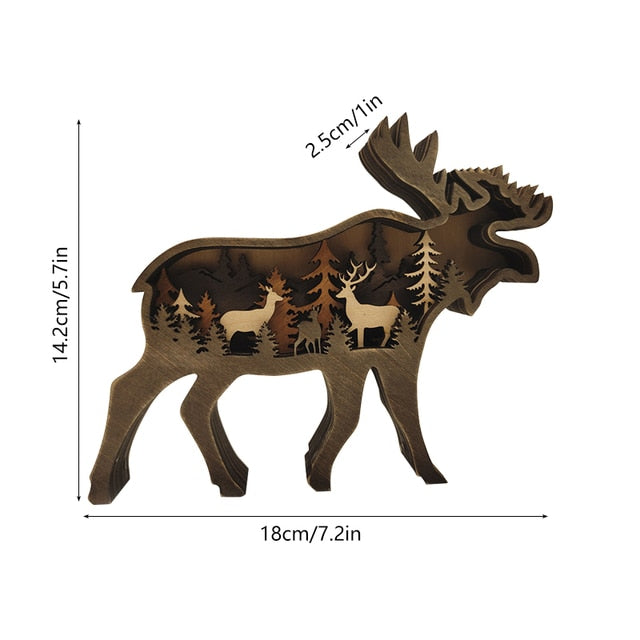 Wooden Hollowed Out Light Up Woodland Forest & Mountain Animal Figurines Home Decor (multiple options available) - Only Liberation