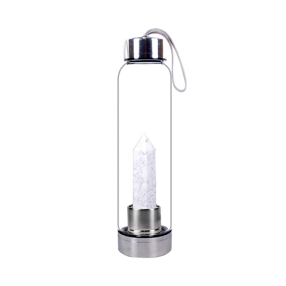 Healing Crystal Infused Glass Water Bottle (Multiple Options Available) - Only Liberation