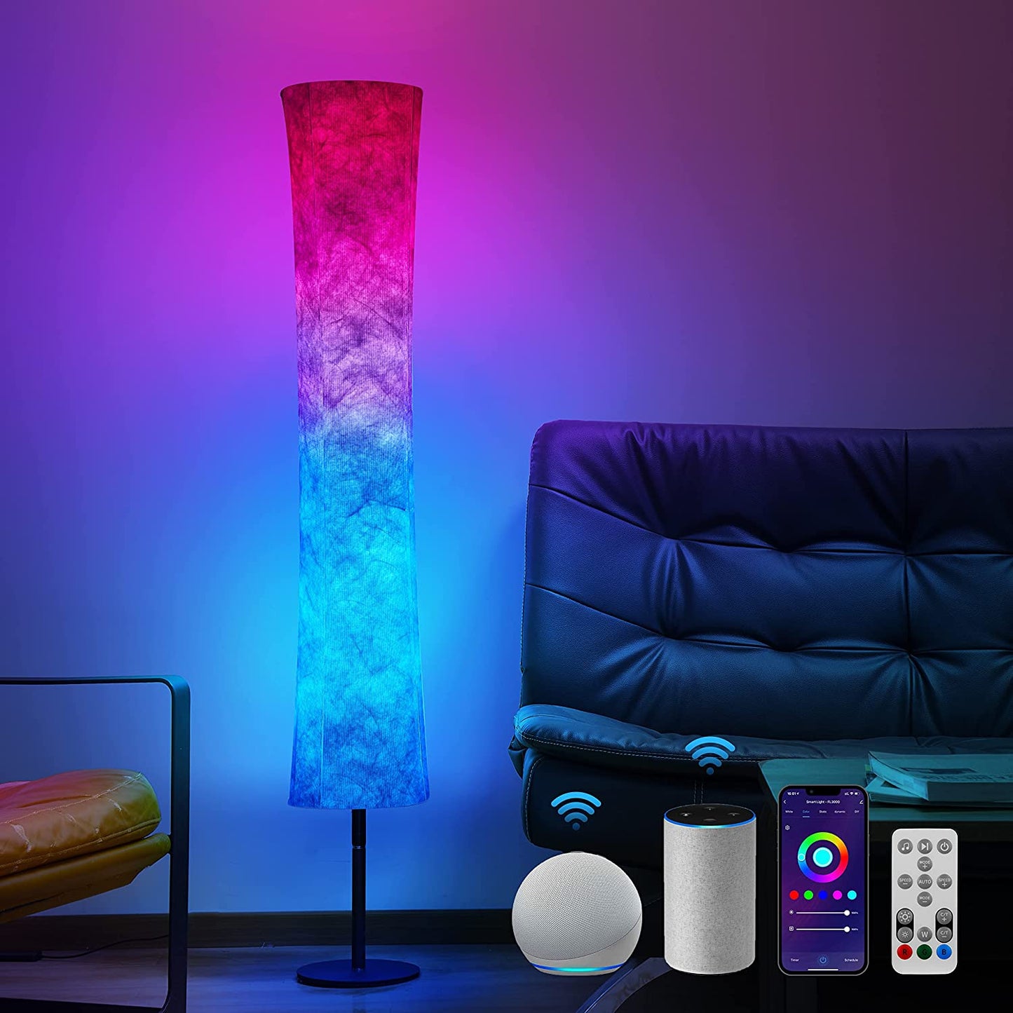 RGB Smart Control Floor Lamp With Fabric Shade