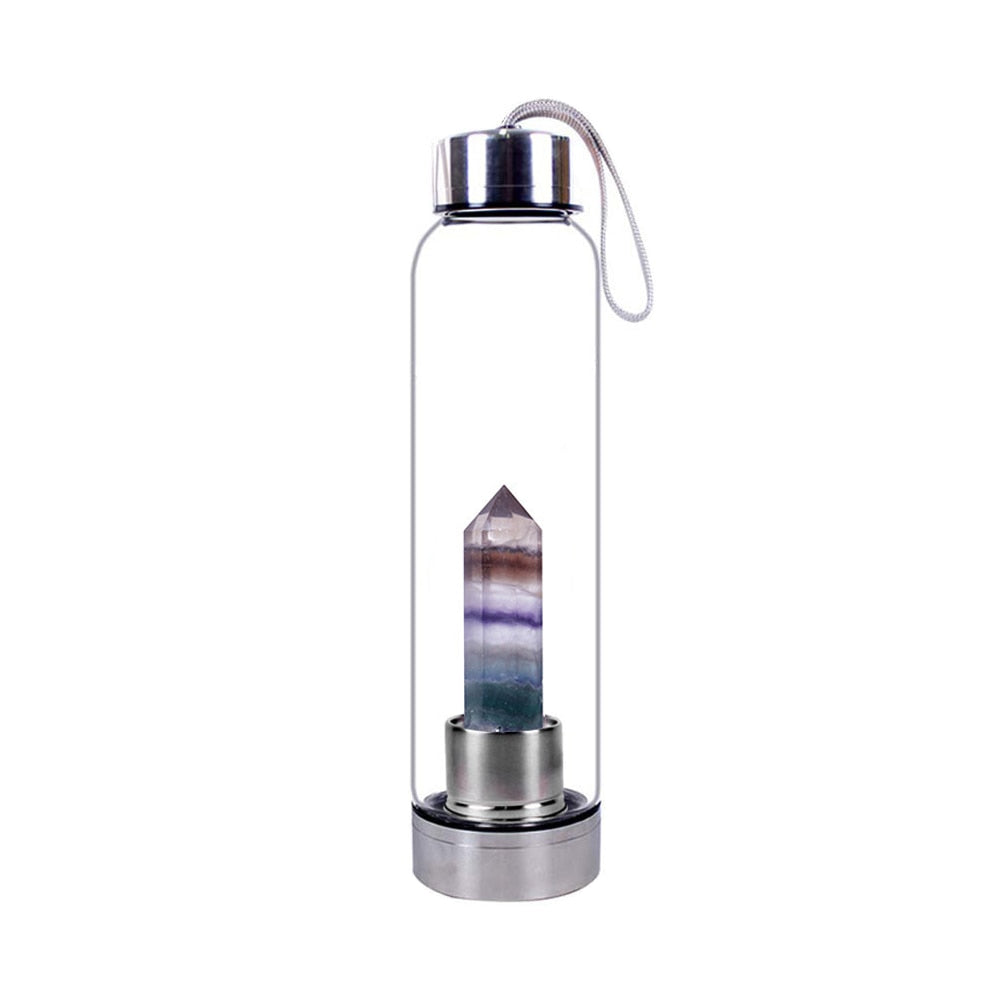 Healing Crystal Infused Glass Water Bottle (Multiple Options Available) - Only Liberation