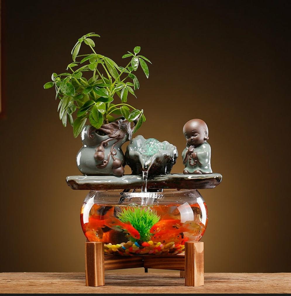 Zen Water Fountain Fishbowl With LED Lamp & Incense Burner (multiple options available)