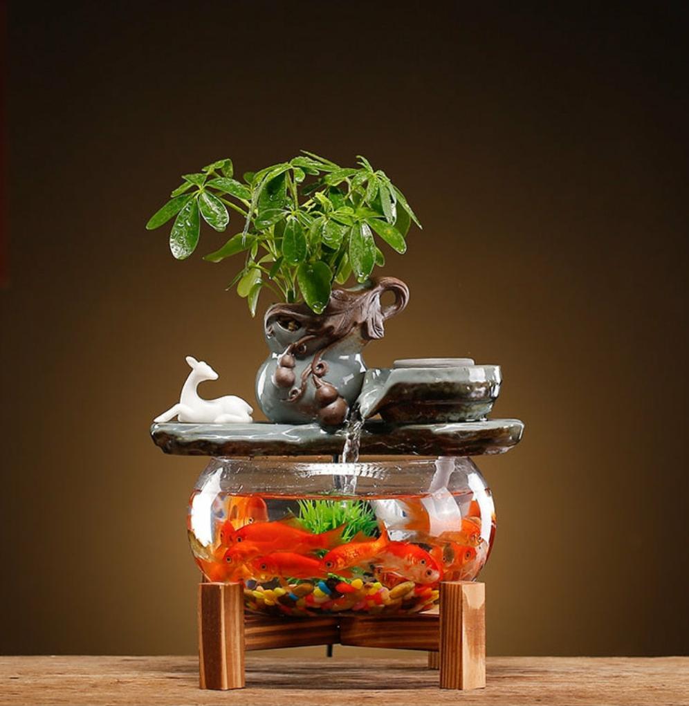 Zen Water Fountain Fishbowl With LED Lamp & Incense Burner (multiple options available)