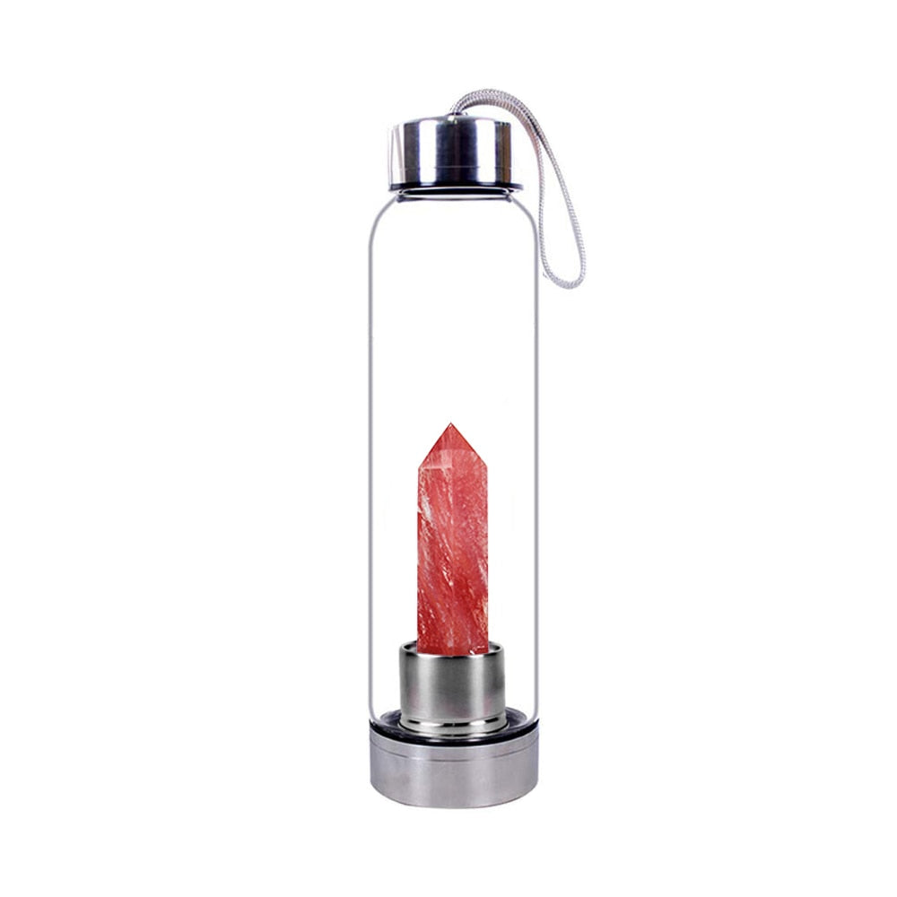 Healing Crystal Infused Glass Water Bottle (Multiple Options Available) - Only Liberation