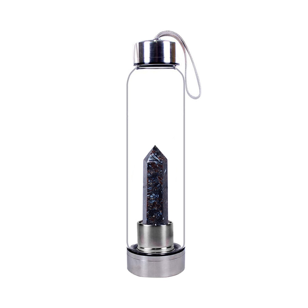 Healing Crystal Infused Glass Water Bottle (Multiple Options Available) - Only Liberation