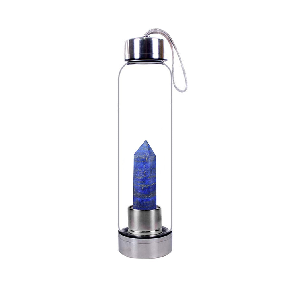 Healing Crystal Infused Glass Water Bottle (Multiple Options Available) - Only Liberation