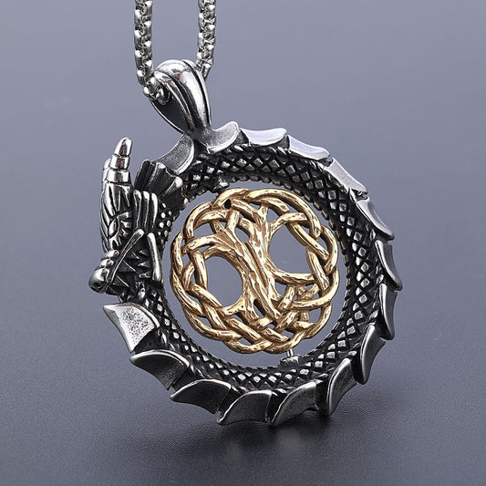 Ouroboros Pendant With Rotatable Tree of Life  (multiple options available)