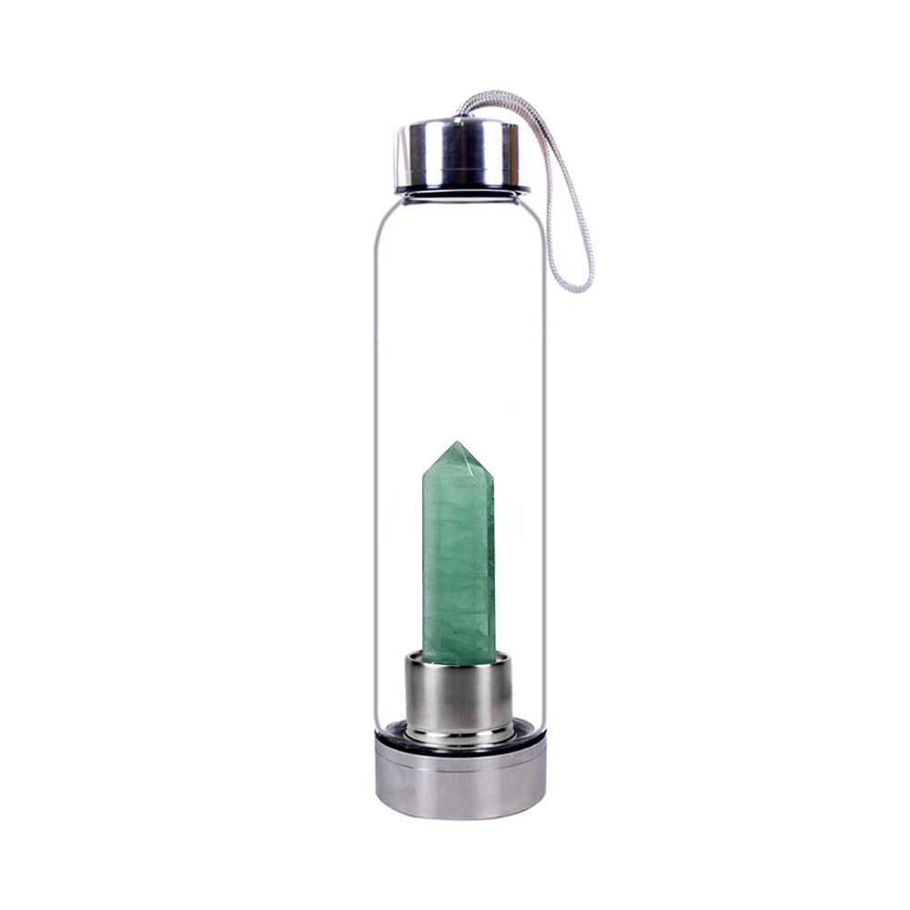 Healing Crystal Infused Glass Water Bottle (Multiple Options Available) - Only Liberation