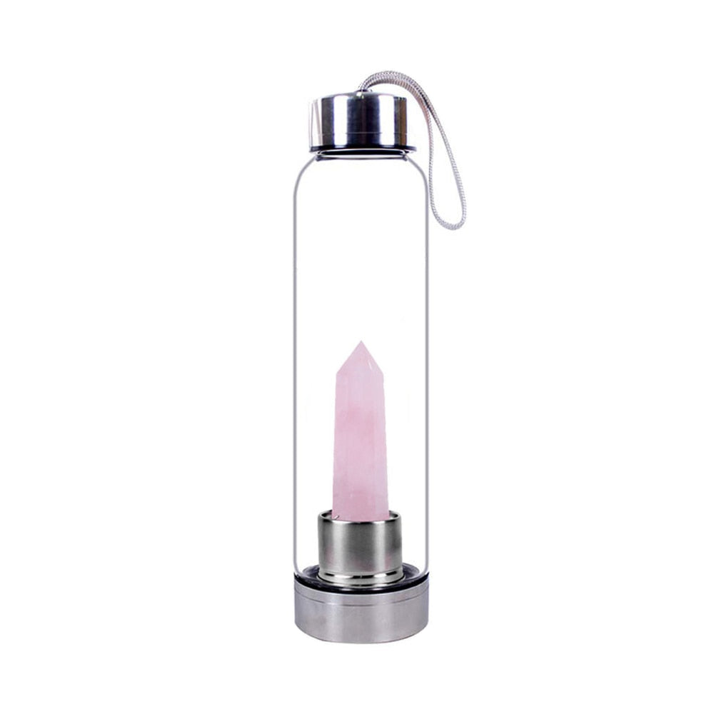 Healing Crystal Infused Glass Water Bottle (Multiple Options Available) - Only Liberation