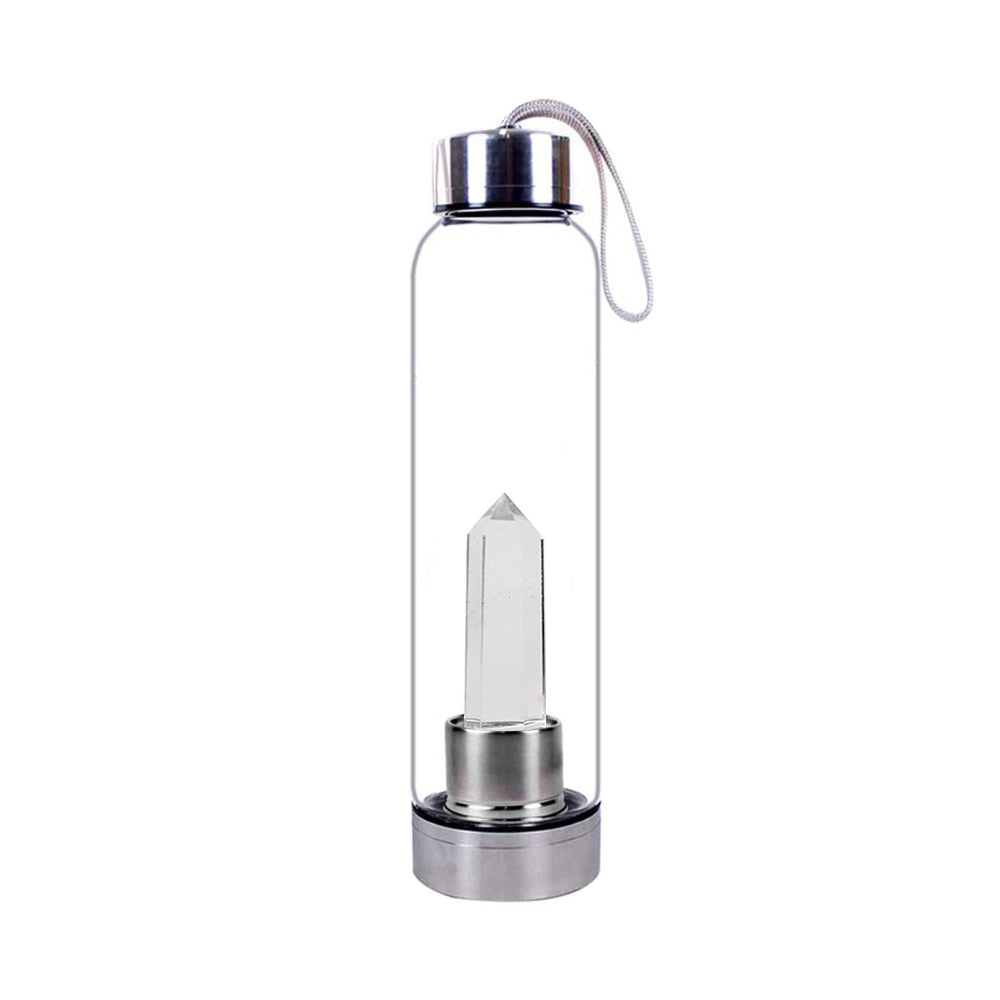 Healing Crystal Infused Glass Water Bottle (Multiple Options Available) - Only Liberation