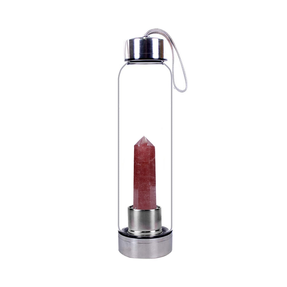 Healing Crystal Infused Glass Water Bottle (Multiple Options Available) - Only Liberation