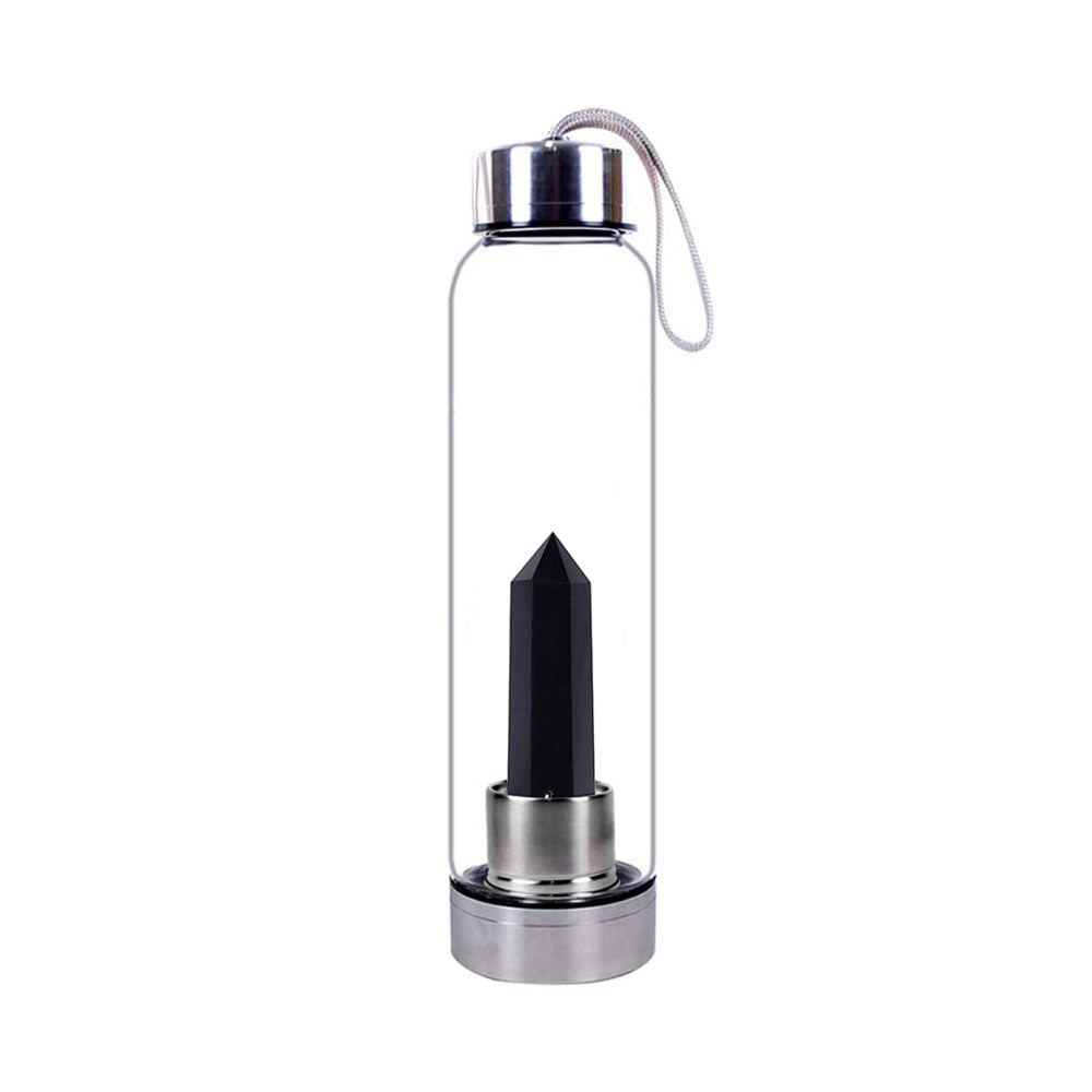 Healing Crystal Infused Glass Water Bottle (Multiple Options Available) - Only Liberation