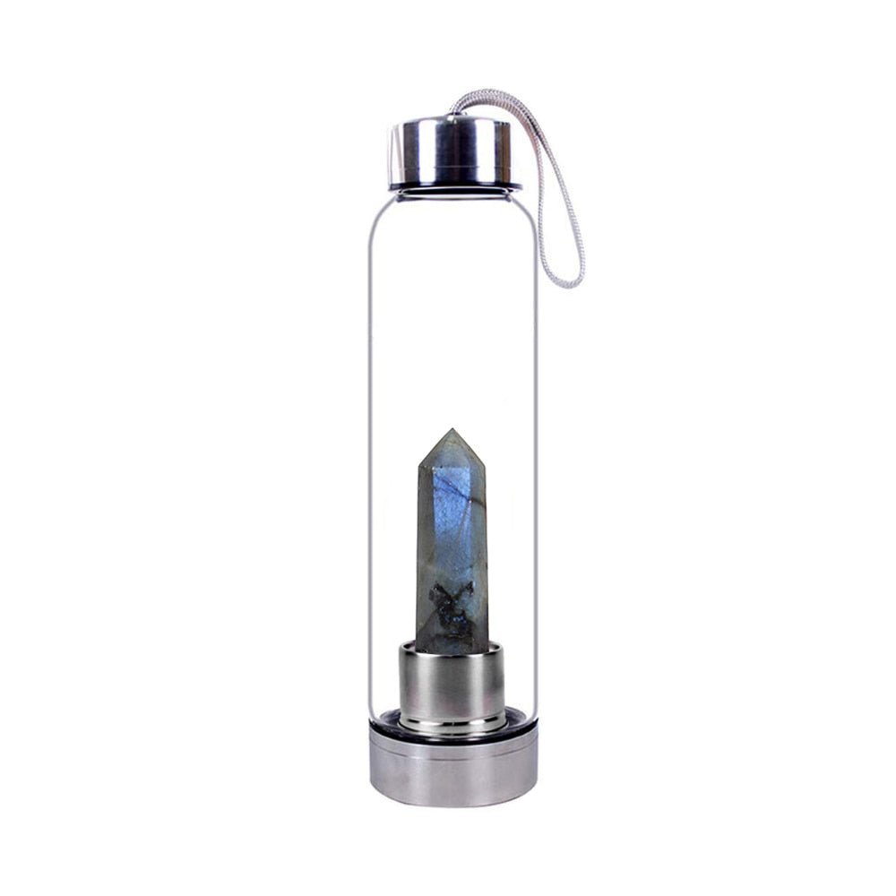 Healing Crystal Infused Glass Water Bottle (Multiple Options Available) - Only Liberation