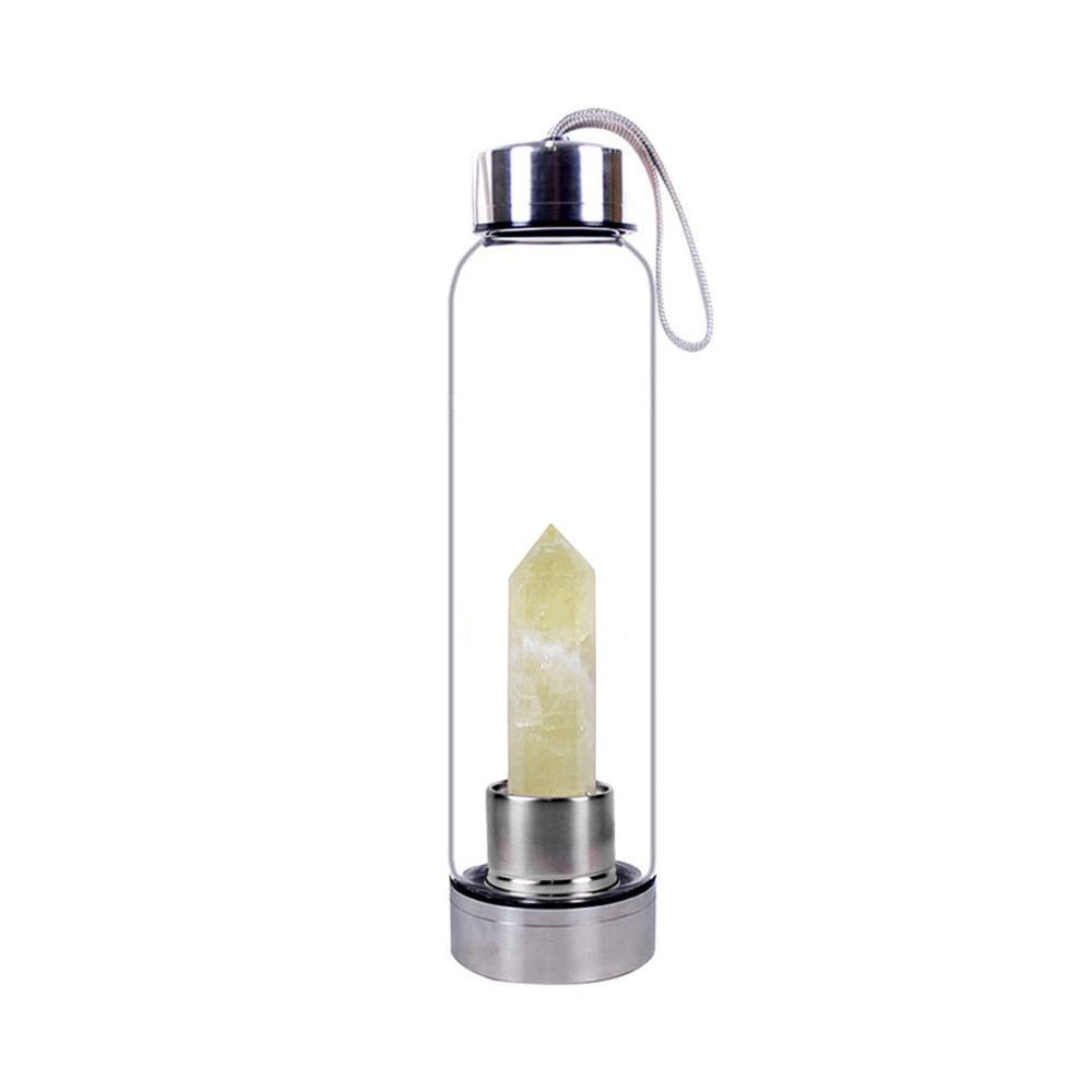 Healing Crystal Infused Glass Water Bottle (Multiple Options Available) - Only Liberation