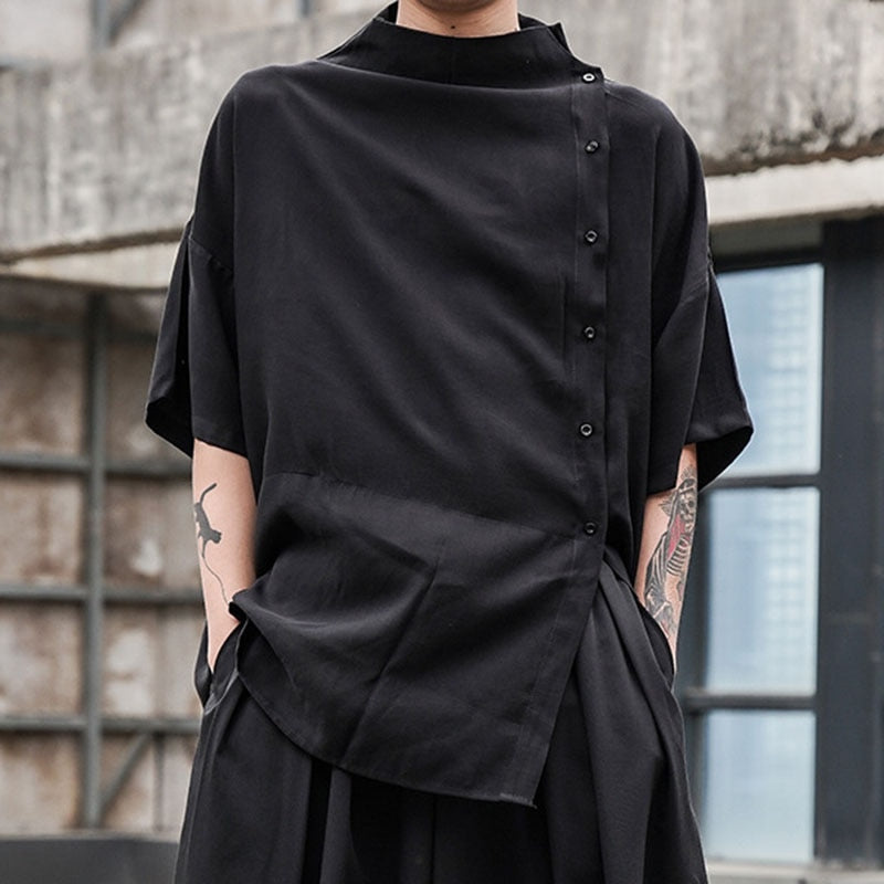 Black Japanese Style Button Up Shirt