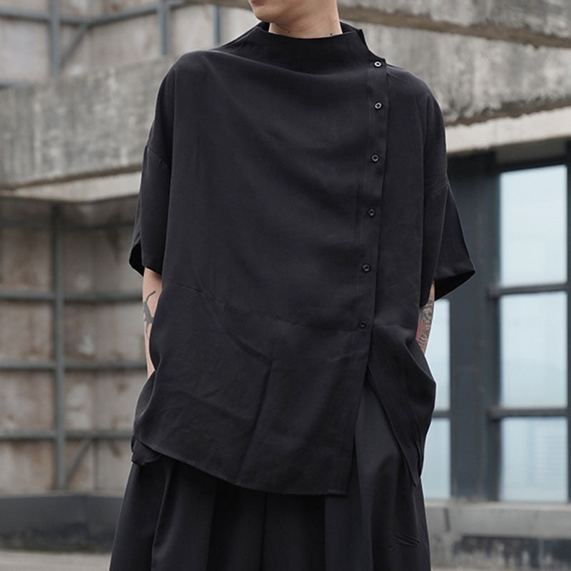 Black Japanese Style Button Up Shirt