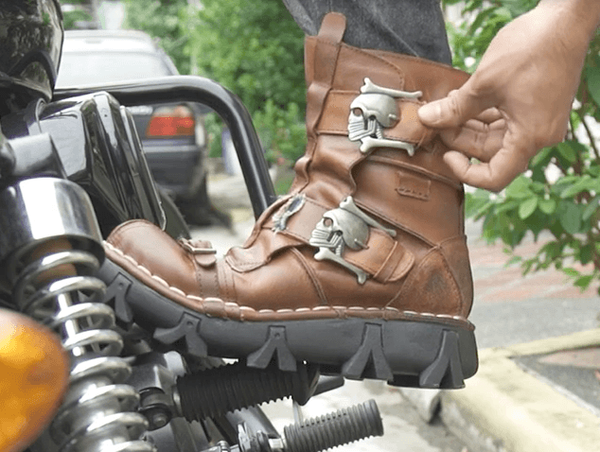 Mens Genuine Cowhide Leather Moto Boots with Skull Buckles (multiple options available) - Only Liberation